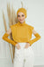 Bundle of 4 Modern Turban Tops with Sleeves, Colourful Bonnet, Decollete Concealer Cover and Dual Arm Warmers Set for Modest Fashion,KPT-3 Mustard Yellow