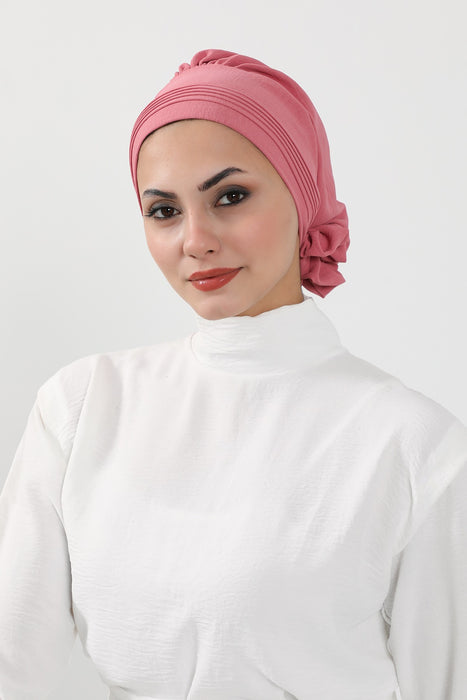 Schicker Aerobin Instant-Turban, leicht zu wickelndes, atmungsaktives Kopftuch mit elegantem Knotendetail, leichter Instant-Turban für Damen, Kopfbedeckung, HT-31A