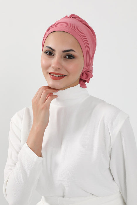 Schicker Aerobin Instant-Turban, leicht zu wickelndes, atmungsaktives Kopftuch mit elegantem Knotendetail, leichter Instant-Turban für Damen, Kopfbedeckung, HT-31A