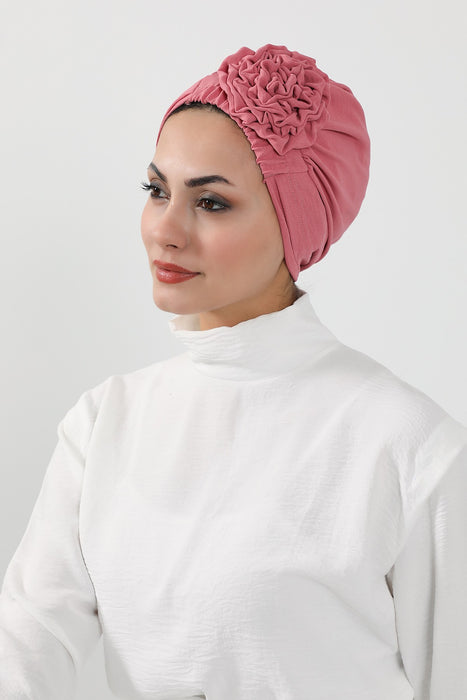 Schicker Aerobin Instant-Turban, leicht zu wickelndes, atmungsaktives Kopftuch mit elegantem Knotendetail, leichter Instant-Turban für Damen, Kopfbedeckung, HT-31A