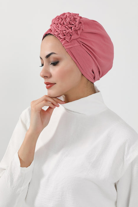 Schicker Aerobin Instant-Turban, leicht zu wickelndes, atmungsaktives Kopftuch mit elegantem Knotendetail, leichter Instant-Turban für Damen, Kopfbedeckung, HT-31A