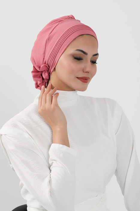 Schicker Aerobin Instant-Turban, leicht zu wickelndes, atmungsaktives Kopftuch mit elegantem Knotendetail, leichter Instant-Turban für Damen, Kopfbedeckung, HT-31A