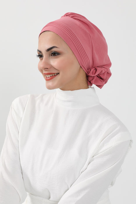 Schicker Aerobin Instant-Turban, leicht zu wickelndes, atmungsaktives Kopftuch mit elegantem Knotendetail, leichter Instant-Turban für Damen, Kopfbedeckung, HT-31A