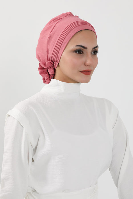 Schicker Aerobin Instant-Turban, leicht zu wickelndes, atmungsaktives Kopftuch mit elegantem Knotendetail, leichter Instant-Turban für Damen, Kopfbedeckung, HT-31A