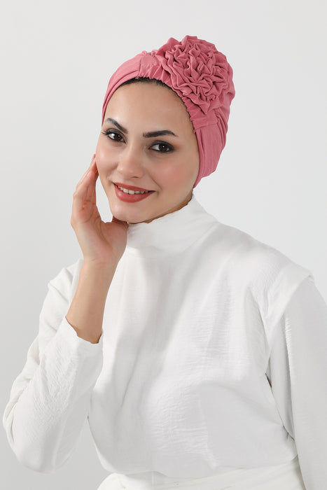 Schicker Aerobin Instant-Turban, leicht zu wickelndes, atmungsaktives Kopftuch mit elegantem Knotendetail, leichter Instant-Turban für Damen, Kopfbedeckung, HT-31A