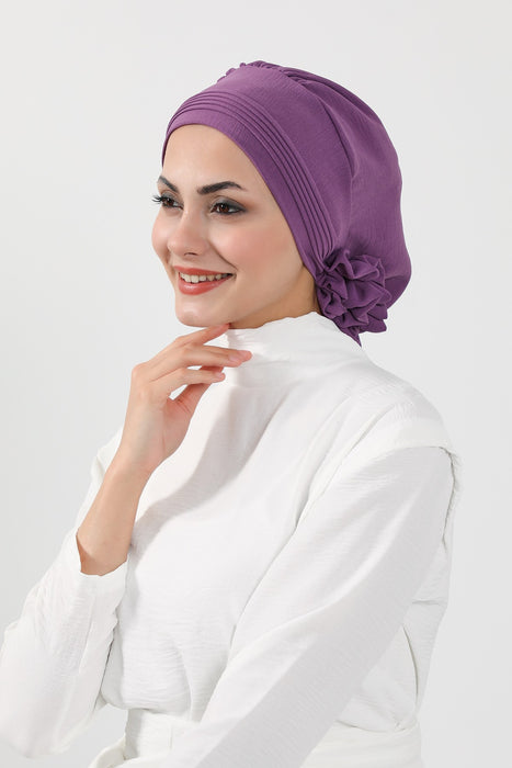 Schicker Aerobin Instant-Turban, leicht zu wickelndes, atmungsaktives Kopftuch mit elegantem Knotendetail, leichter Instant-Turban für Damen, Kopfbedeckung, HT-31A