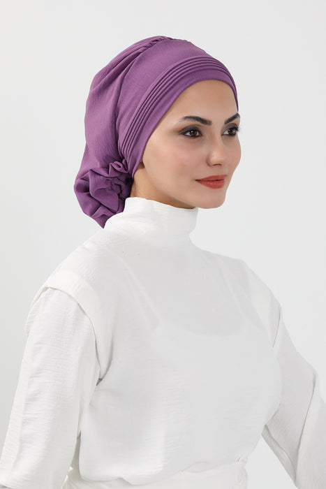 Schicker Aerobin Instant-Turban, leicht zu wickelndes, atmungsaktives Kopftuch mit elegantem Knotendetail, leichter Instant-Turban für Damen, Kopfbedeckung, HT-31A