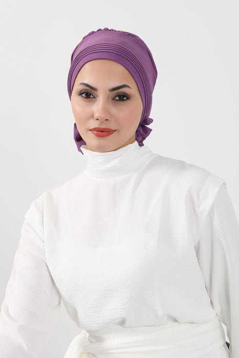 Schicker Aerobin Instant-Turban, leicht zu wickelndes, atmungsaktives Kopftuch mit elegantem Knotendetail, leichter Instant-Turban für Damen, Kopfbedeckung, HT-31A