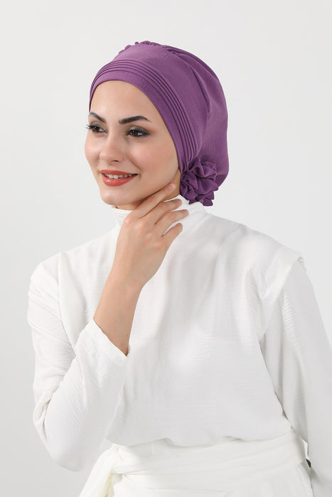 Schicker Aerobin Instant-Turban, leicht zu wickelndes, atmungsaktives Kopftuch mit elegantem Knotendetail, leichter Instant-Turban für Damen, Kopfbedeckung, HT-31A