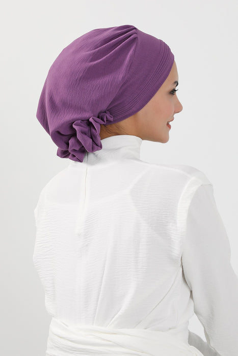 Schicker Aerobin Instant-Turban, leicht zu wickelndes, atmungsaktives Kopftuch mit elegantem Knotendetail, leichter Instant-Turban für Damen, Kopfbedeckung, HT-31A