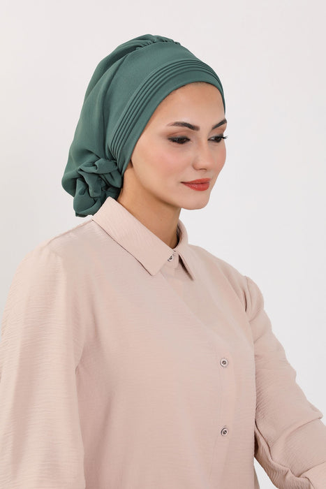 Schicker Aerobin Instant-Turban, leicht zu wickelndes, atmungsaktives Kopftuch mit elegantem Knotendetail, leichter Instant-Turban für Damen, Kopfbedeckung, HT-31A