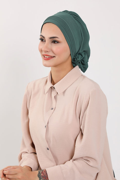 Schicker Aerobin Instant-Turban, leicht zu wickelndes, atmungsaktives Kopftuch mit elegantem Knotendetail, leichter Instant-Turban für Damen, Kopfbedeckung, HT-31A