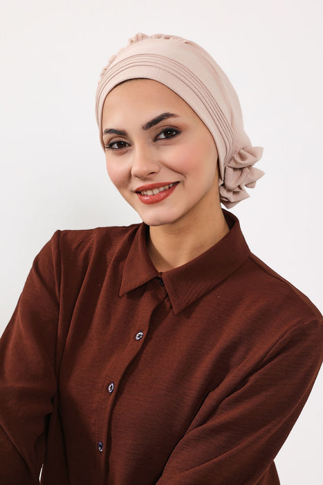 Schicker Aerobin Instant-Turban, leicht zu wickelndes, atmungsaktives Kopftuch mit elegantem Knotendetail, leichter Instant-Turban für Damen, Kopfbedeckung, HT-31A