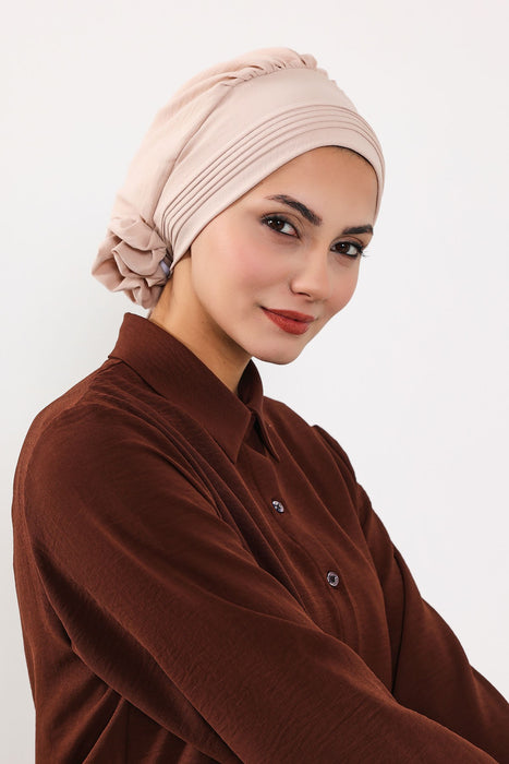 Schicker Aerobin Instant-Turban, leicht zu wickelndes, atmungsaktives Kopftuch mit elegantem Knotendetail, leichter Instant-Turban für Damen, Kopfbedeckung, HT-31A