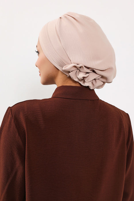 Schicker Aerobin Instant-Turban, leicht zu wickelndes, atmungsaktives Kopftuch mit elegantem Knotendetail, leichter Instant-Turban für Damen, Kopfbedeckung, HT-31A