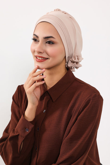 Schicker Aerobin Instant-Turban, leicht zu wickelndes, atmungsaktives Kopftuch mit elegantem Knotendetail, leichter Instant-Turban für Damen, Kopfbedeckung, HT-31A