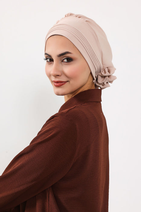 Schicker Aerobin Instant-Turban, leicht zu wickelndes, atmungsaktives Kopftuch mit elegantem Knotendetail, leichter Instant-Turban für Damen, Kopfbedeckung, HT-31A