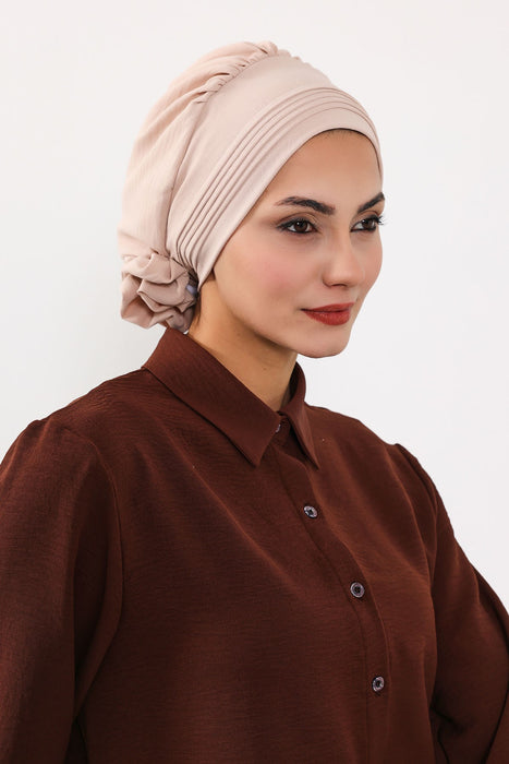 Schicker Aerobin Instant-Turban, leicht zu wickelndes, atmungsaktives Kopftuch mit elegantem Knotendetail, leichter Instant-Turban für Damen, Kopfbedeckung, HT-31A