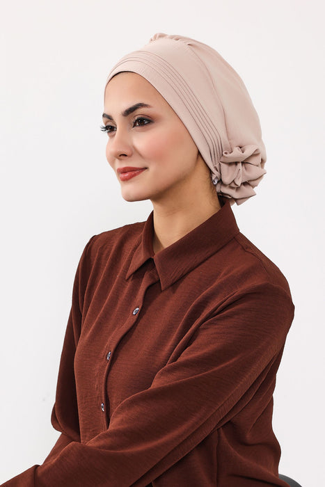 Schicker Aerobin Instant-Turban, leicht zu wickelndes, atmungsaktives Kopftuch mit elegantem Knotendetail, leichter Instant-Turban für Damen, Kopfbedeckung, HT-31A