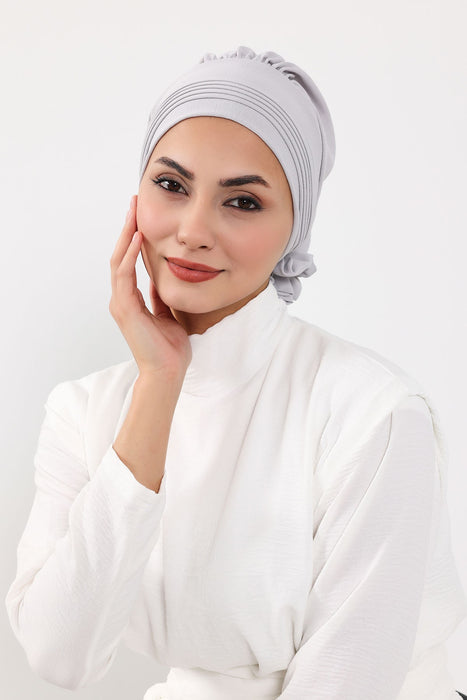 Schicker Aerobin Instant-Turban, leicht zu wickelndes, atmungsaktives Kopftuch mit elegantem Knotendetail, leichter Instant-Turban für Damen, Kopfbedeckung, HT-31A