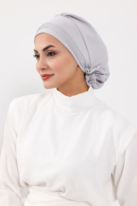 Schicker Aerobin Instant-Turban, leicht zu wickelndes, atmungsaktives Kopftuch mit elegantem Knotendetail, leichter Instant-Turban für Damen, Kopfbedeckung, HT-31A