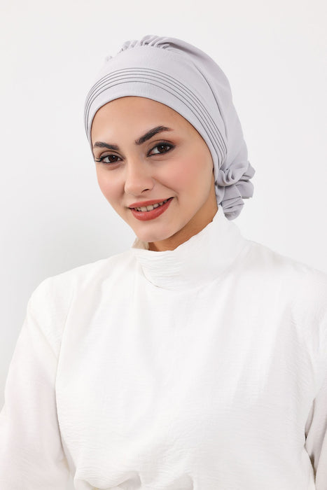 Schicker Aerobin Instant-Turban, leicht zu wickelndes, atmungsaktives Kopftuch mit elegantem Knotendetail, leichter Instant-Turban für Damen, Kopfbedeckung, HT-31A