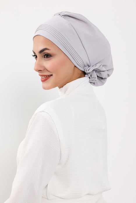 Schicker Aerobin Instant-Turban, leicht zu wickelndes, atmungsaktives Kopftuch mit elegantem Knotendetail, leichter Instant-Turban für Damen, Kopfbedeckung, HT-31A