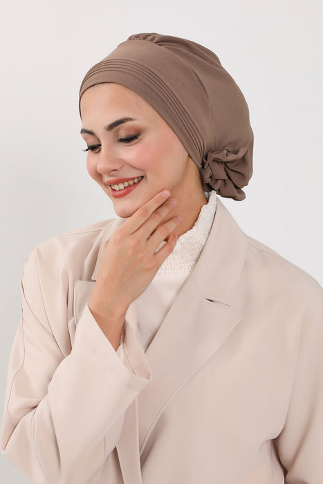 Schicker Aerobin Instant-Turban, leicht zu wickelndes, atmungsaktives Kopftuch mit elegantem Knotendetail, leichter Instant-Turban für Damen, Kopfbedeckung, HT-31A