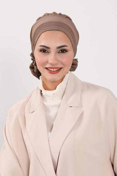 Schicker Aerobin Instant-Turban, leicht zu wickelndes, atmungsaktives Kopftuch mit elegantem Knotendetail, leichter Instant-Turban für Damen, Kopfbedeckung, HT-31A