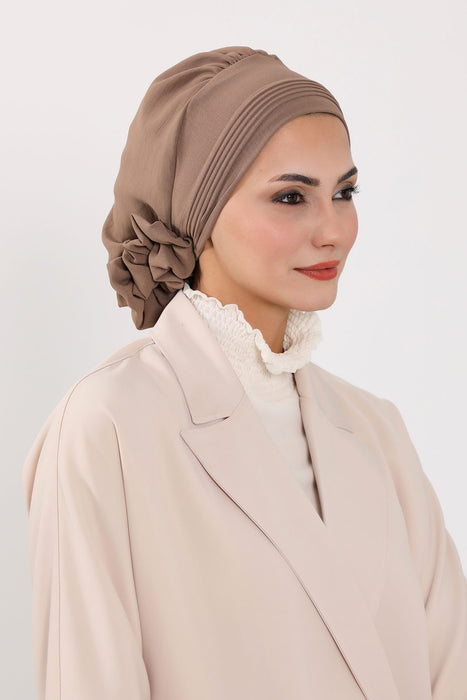 Schicker Aerobin Instant-Turban, leicht zu wickelndes, atmungsaktives Kopftuch mit elegantem Knotendetail, leichter Instant-Turban für Damen, Kopfbedeckung, HT-31A