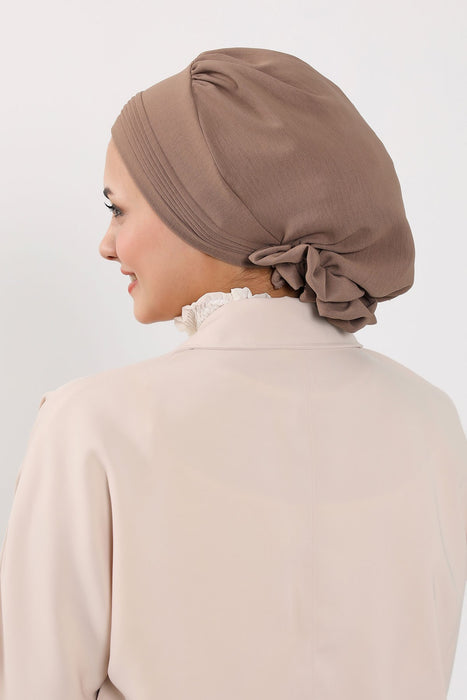 Schicker Aerobin Instant-Turban, leicht zu wickelndes, atmungsaktives Kopftuch mit elegantem Knotendetail, leichter Instant-Turban für Damen, Kopfbedeckung, HT-31A