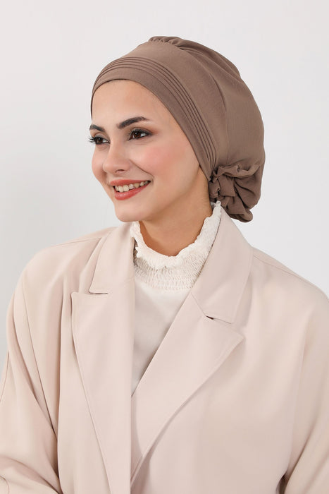 Schicker Aerobin Instant-Turban, leicht zu wickelndes, atmungsaktives Kopftuch mit elegantem Knotendetail, leichter Instant-Turban für Damen, Kopfbedeckung, HT-31A