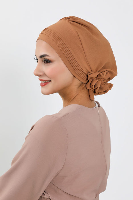 Schicker Aerobin Instant-Turban, leicht zu wickelndes, atmungsaktives Kopftuch mit elegantem Knotendetail, leichter Instant-Turban für Damen, Kopfbedeckung, HT-31A