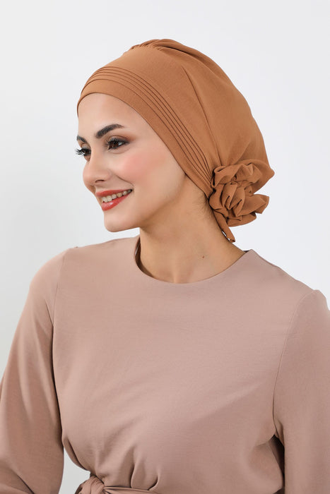 Schicker Aerobin Instant-Turban, leicht zu wickelndes, atmungsaktives Kopftuch mit elegantem Knotendetail, leichter Instant-Turban für Damen, Kopfbedeckung, HT-31A