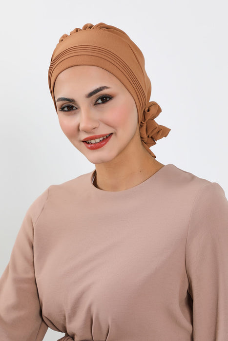 Schicker Aerobin Instant-Turban, leicht zu wickelndes, atmungsaktives Kopftuch mit elegantem Knotendetail, leichter Instant-Turban für Damen, Kopfbedeckung, HT-31A