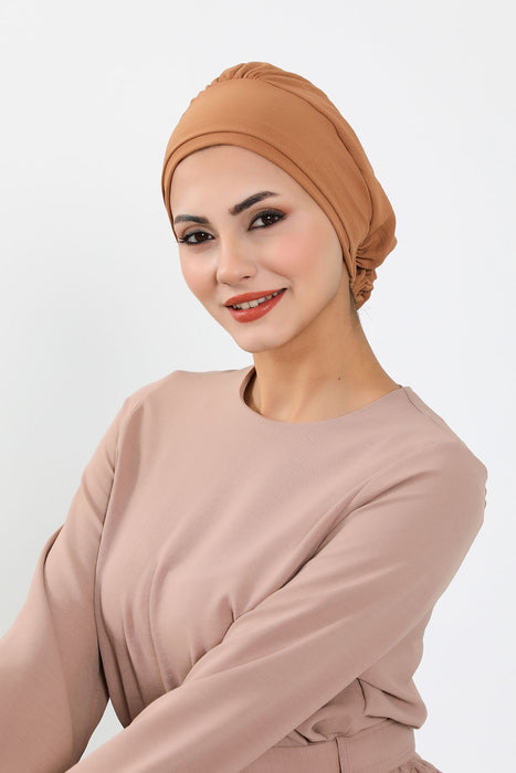 Schicker Aerobin Instant-Turban, leicht zu wickelndes, atmungsaktives Kopftuch mit elegantem Knotendetail, leichter Instant-Turban für Damen, Kopfbedeckung, HT-31A