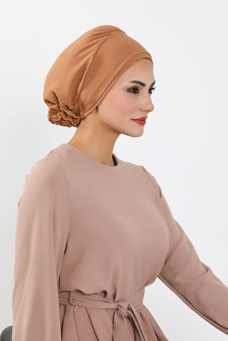 Schicker Aerobin Instant-Turban, leicht zu wickelndes, atmungsaktives Kopftuch mit elegantem Knotendetail, leichter Instant-Turban für Damen, Kopfbedeckung, HT-31A