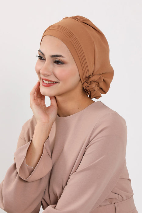 Schicker Aerobin Instant-Turban, leicht zu wickelndes, atmungsaktives Kopftuch mit elegantem Knotendetail, leichter Instant-Turban für Damen, Kopfbedeckung, HT-31A