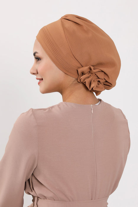 Schicker Aerobin Instant-Turban, leicht zu wickelndes, atmungsaktives Kopftuch mit elegantem Knotendetail, leichter Instant-Turban für Damen, Kopfbedeckung, HT-31A