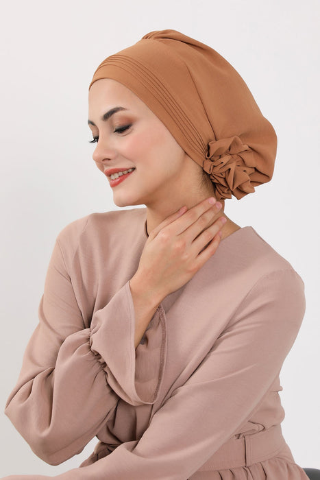 Schicker Aerobin Instant-Turban, leicht zu wickelndes, atmungsaktives Kopftuch mit elegantem Knotendetail, leichter Instant-Turban für Damen, Kopfbedeckung, HT-31A