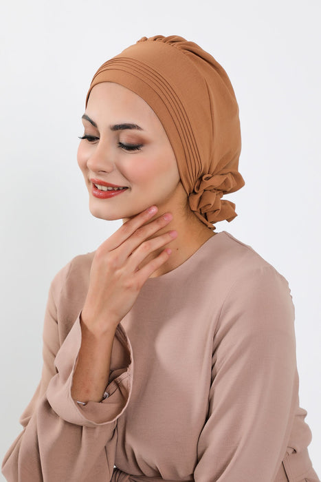 Schicker Aerobin Instant-Turban, leicht zu wickelndes, atmungsaktives Kopftuch mit elegantem Knotendetail, leichter Instant-Turban für Damen, Kopfbedeckung, HT-31A