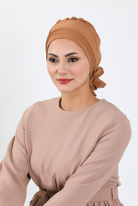 Schicker Aerobin Instant-Turban, leicht zu wickelndes, atmungsaktives Kopftuch mit elegantem Knotendetail, leichter Instant-Turban für Damen, Kopfbedeckung, HT-31A