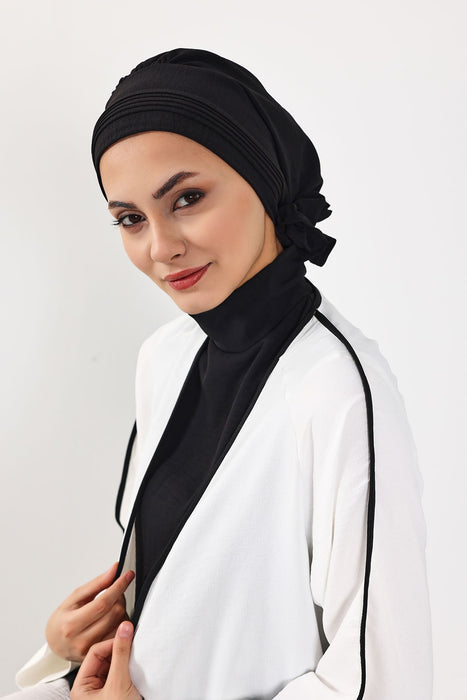 Schicker Aerobin Instant-Turban, leicht zu wickelndes, atmungsaktives Kopftuch mit elegantem Knotendetail, leichter Instant-Turban für Damen, Kopfbedeckung, HT-31A