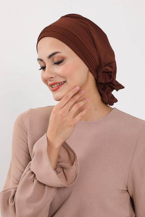 Schicker Aerobin Instant-Turban, leicht zu wickelndes, atmungsaktives Kopftuch mit elegantem Knotendetail, leichter Instant-Turban für Damen, Kopfbedeckung, HT-31A