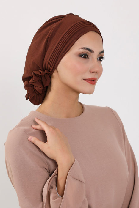 Schicker Aerobin Instant-Turban, leicht zu wickelndes, atmungsaktives Kopftuch mit elegantem Knotendetail, leichter Instant-Turban für Damen, Kopfbedeckung, HT-31A