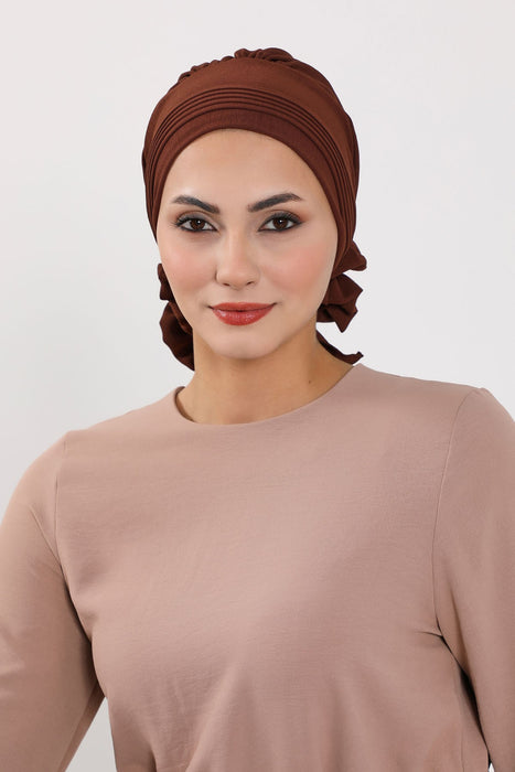 Schicker Aerobin Instant-Turban, leicht zu wickelndes, atmungsaktives Kopftuch mit elegantem Knotendetail, leichter Instant-Turban für Damen, Kopfbedeckung, HT-31A