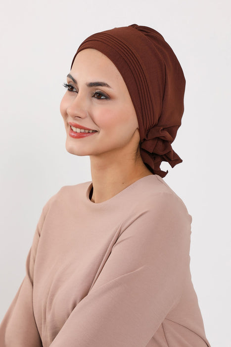 Schicker Aerobin Instant-Turban, leicht zu wickelndes, atmungsaktives Kopftuch mit elegantem Knotendetail, leichter Instant-Turban für Damen, Kopfbedeckung, HT-31A