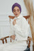 Chic Design Cotton Instant Turban Hijab for Women, Beautiful Pre-tied Turban Bonnet for Women, Trendy Fashionable Cancer Chemo Headwear,B-68 Purple 2