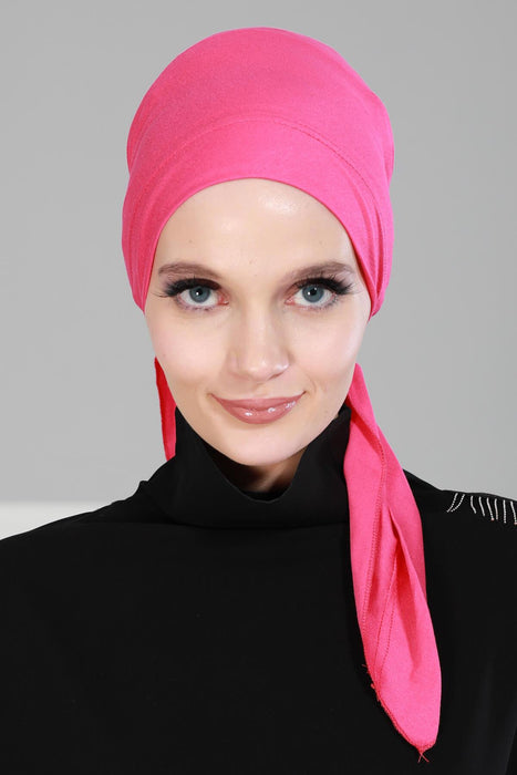 Chic Easy Wrap Hijab Cover for Women, Trendy Hijab for Stylish Look, Soft Comfortable Turban Head Covering, Chic Single Color Headscarf,B-45 Fuchsia