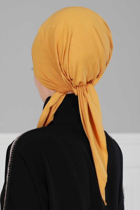 Chic Easy Wrap Hijab Cover for Women, Trendy Hijab for Stylish Look, Soft Comfortable Turban Head Covering, Chic Single Color Headscarf,B-45 Mustard Yellow